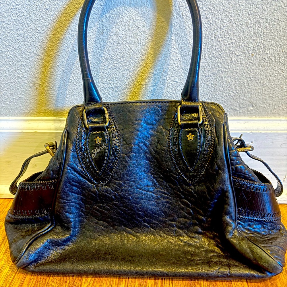 Fendi black leather handbag.